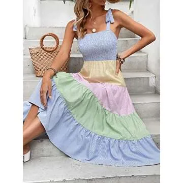 MakeMeChic Women's Floral Maxi Beach Dress for Summer Fun