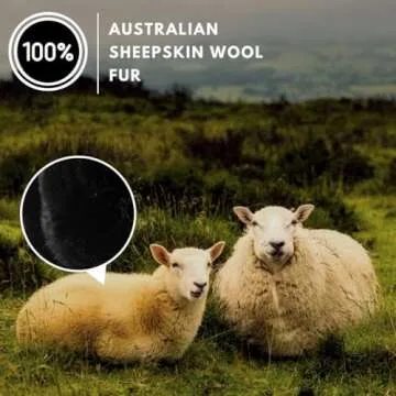 Andalus Brands Australian Sheepskin Steering Wheel Cover, Anti-Slip Universal 15 Inch Fuzzy Steering Wheel Cover Offers a Plush Velvet-Like Touch, Eco-Friendly Fluffy Steering Wheel Cover (Black)