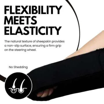 Andalus Brands Australian Sheepskin Steering Wheel Cover, Anti-Slip Universal 15 Inch Fuzzy Steering Wheel Cover Offers a Plush Velvet-Like Touch, Eco-Friendly Fluffy Steering Wheel Cover (Black)