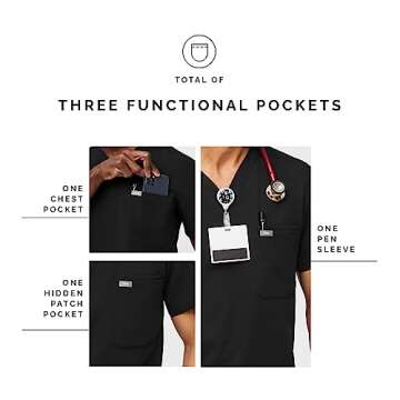 FIGS Leon Three-Pocket Scrub Top for Men - Black, S