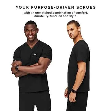 FIGS Leon Three-Pocket Scrub Top for Men - Black, S