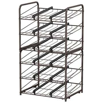 Can Organizer for Pantry Stackable 2 Pack, Can Storage Organizer Rack Stacking Can Dispensers Small Space Holds up to 36 Cans for Pantry, Kitchen, Cabinet- Brown