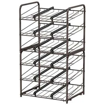 Can Organizer for Pantry Stackable 2 Pack, Can Storage Organizer Rack Stacking Can Dispensers Small Space Holds up to 36 Cans for Pantry, Kitchen, Cabinet- Brown
