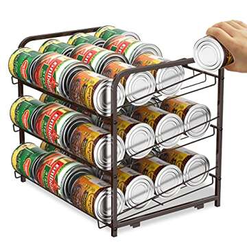 Can Organizer for Pantry Stackable 2 Pack, Can Storage Organizer Rack Stacking Can Dispensers Small Space Holds up to 36 Cans for Pantry, Kitchen, Cabinet- Brown