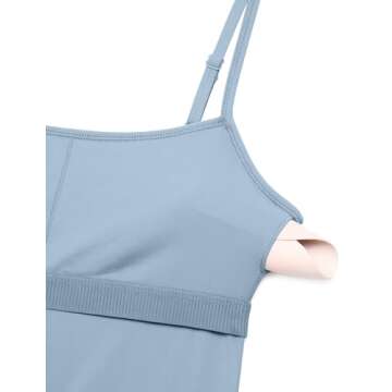 CRZ YOGA Womens Butterluxe Athletic Adjustable Strap Rompers Workout One Piece Sleeveless Jumpsuits Padded Bodysuit Shorts Cambric Blue Large