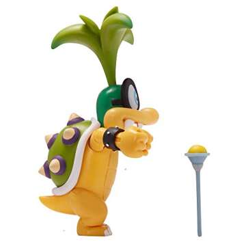 Super Mario Collectible Iggy Koopa 4" Poseable Articulated Action Figure with Wand Accessory, Perfect for Kids & Collectors Alike! for Ages 3+