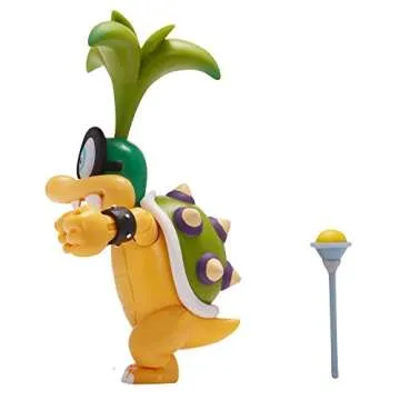 Super Mario Collectible Iggy Koopa 4" Poseable Articulated Action Figure with Wand Accessory, Perfect for Kids & Collectors Alike! for Ages 3+