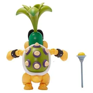 Super Mario Collectible Iggy Koopa 4" Poseable Articulated Action Figure with Wand Accessory, Perfect for Kids & Collectors Alike! for Ages 3+