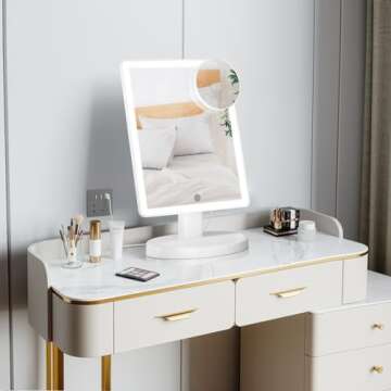 Funtouch Large Lighted Vanity Makeup Mirror with 88 LED, 360 Rotation Touch Screen, 10X Magnificatio...