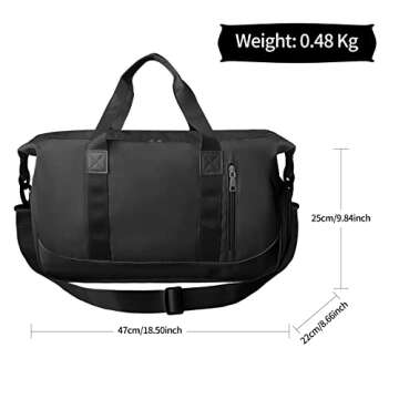 Suruid Sports Gym Bag for Women and Men Travel Duffel Bag Overnight Shoulder Bag Weekender Carry On ...