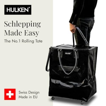 HULKEN Large Reusable Grocery Bag On Wheels for Easy Transport