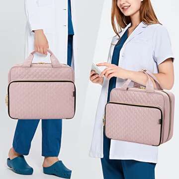 Damero Pill Bottle Organizer Bag, Travel Medicine Bag Organizer, Medicine Organizer and Storage for Pills, Vitamin, Fish Oil, Medical Supplements for Women and Men, Misty Rose