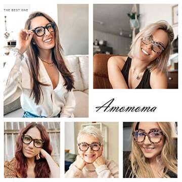 AMOMOMA 3 Pack Retro Oversized Reading Glasses for Women Blue Light Blocking Computer Readers Spring...