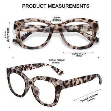 AMOMOMA 3 Pack Retro Oversized Reading Glasses for Women Blue Light Blocking Computer Readers Spring hinge AM6003 with Black+Brown+Grey Tortoise Frame 0.00 x