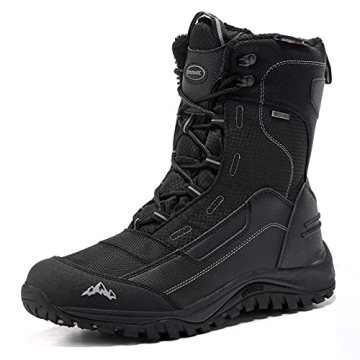 ROCKMARK Men's Winter Snow Boots Outdoor Warm Mid Calf Waterproof Durable Boot Non-Slip Warm Climbin...