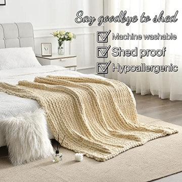 Cozy Maetoow Chenille Chunky Knit Blanket Throw