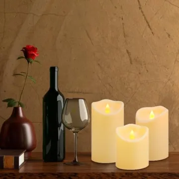 Enido Flameless Candles Waterproof Outdoor Candles Battery Operated Candles with Remote Cycling 24 Hours Timer (D: 3.25" x H: 4" 5" 6") LED Candles Plastic Pack of 3 Large Pillar Candles
