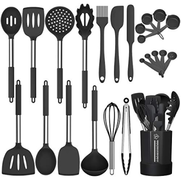 Fungun 24-Piece Silicone Kitchen Utensils Set - Heat Resistant & Safe for Cooking