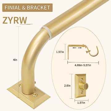 ZYRW Gold Wrap Around Curtain Rod for Stylish Windows