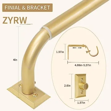 ZYRW Gold Wrap Around Curtain Rod for Stylish Windows