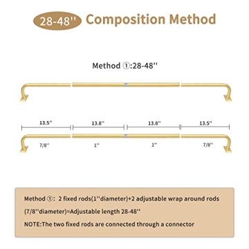 ZYRW Gold Wrap Around Curtain Rod for Stylish Windows