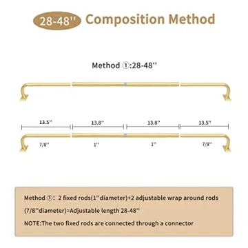 ZYRW Gold Wrap Around Curtain Rod for Stylish Windows