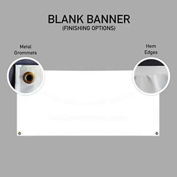 BannerBuzz Vinyl Banner, White Blank Banner, PVC Flex, 11 oz, Hemmed Edges with Grommets, Single Sided Print, Full Color 600DPI Eco Solvent Printing (3' W X 2' H)