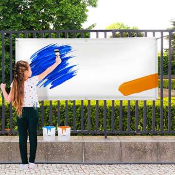 BannerBuzz Vinyl Banner, White Blank Banner, PVC Flex, 11 oz, Hemmed Edges with Grommets, Single Sided Print, Full Color 600DPI Eco Solvent Printing (3' W X 2' H)