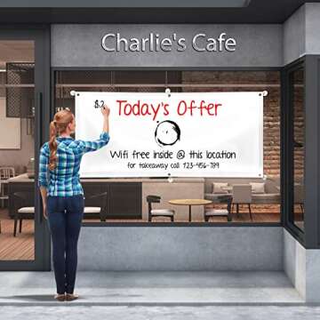 BannerBuzz Vinyl Banner, White Blank Banner, PVC Flex, 11 oz, Hemmed Edges with Grommets, Single Sided Print, Full Color 600DPI Eco Solvent Printing (3' W X 2' H)