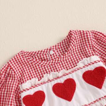Xiaodriceee Valentine Baby Girl Outfit Heart Embroidery Newborn Long Sleeve Romper Bodysuit Headband Smocked Clothes (Pink, 0-3 Months)