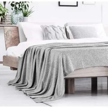 Utopia Bedding Knit Blanket Twin Size (90x66 Inches, Black) Soft Heather Lightweight Jersey Breathable Sweatshirt Blanket for Couch, Bed & Sofa