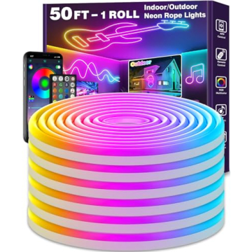 50Ft Neon Rope Lights,Flexible Led Rope Lights Control with App/Remote,Multiple Modes Rope Lights,IP...