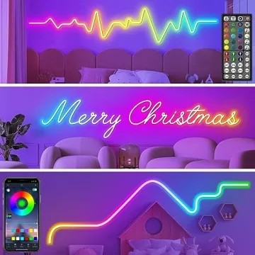 50Ft RGB Neon Rope Lights for App-Controlled Ambiance