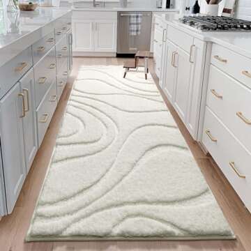 DEXDE Bathroom Rugs Runner 24 x 72 Inch - Extra Long Non-Slip Bath Mat in Cream White