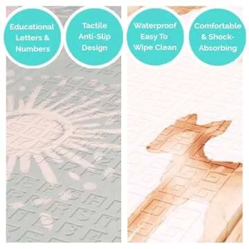 JumpOff Jo Baby Play Mat - Extra Large Folding Foam Play Mat for Infants, Babies, Toddlers, Waterproof, Double-Sided (77" x 70") - Oh Deer - Starburst