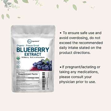 Organic Blueberry Extract Powder, 10*oz | 100% Natural Fruit Powder | Freeze-Dried Wild Blueberries Source | No Sugar & Additives | Great Flavor for Drinks, Smoothie, & Beverages | Non-GMO & Vegan