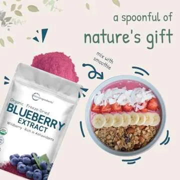 Organic Blueberry Extract Powder, 10*oz | 100% Natural Fruit Powder | Freeze-Dried Wild Blueberries Source | No Sugar & Additives | Great Flavor for Drinks, Smoothie, & Beverages | Non-GMO & Vegan