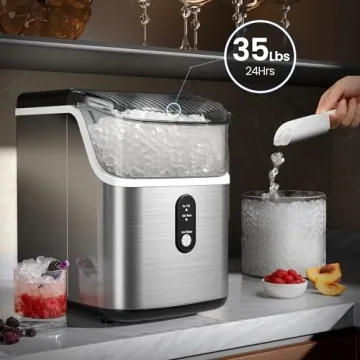 Kismile Nugget Ice Maker, 35lbs/Day, Self-Cleaning Machine