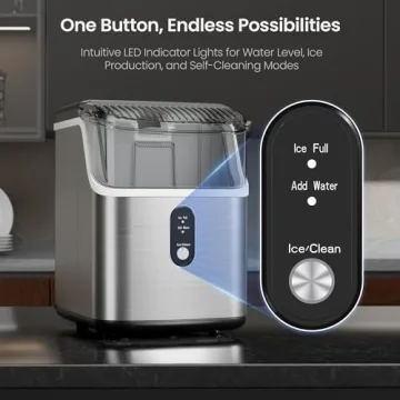 Kismile Nugget Ice Maker, 35lbs/Day, Self-Cleaning Machine