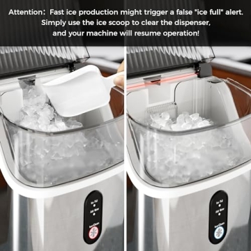 Kismile Nugget Ice Maker, 35lbs/Day, Self-Cleaning Machine
