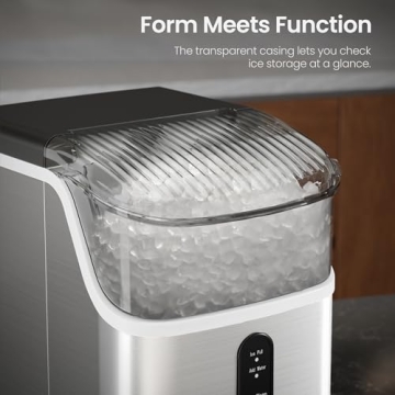 Kismile Nugget Ice Maker, 35lbs/Day, Self-Cleaning Machine