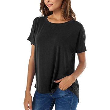Herou Summer Womens Black Tops Casual High Low Loose Tshirt Soft Breathable Tees Blouses Black Small