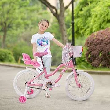 COEWSKE 18 Inch Kid's Bike with Training Wheel Pink
