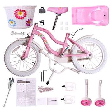 COEWSKE 18 Inch Kid's Bike with Training Wheel Pink