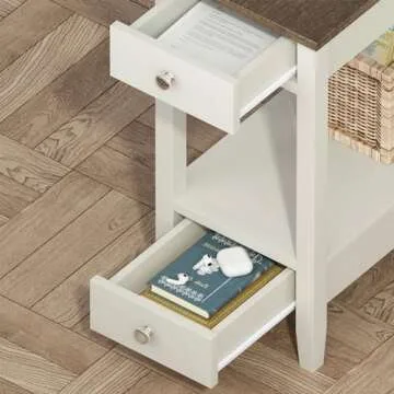 Treocho Farmhouse End Tables Set of 2 with Charging Station