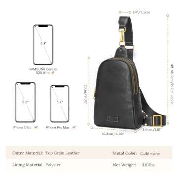 S-ZONE Leather Crossbody Bags for Women Sling Bag RFID Anti Theft Shoulder Purse Fanny Pack