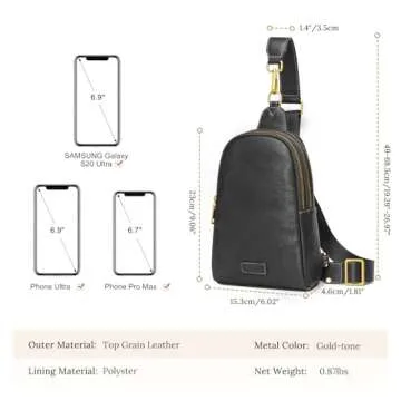 S-ZONE Leather Crossbody Bag with RFID Protection