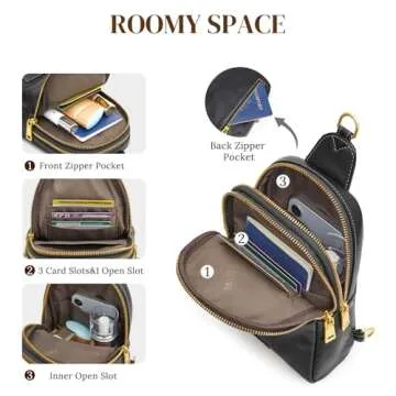 S-ZONE Leather Crossbody Bag with RFID Protection