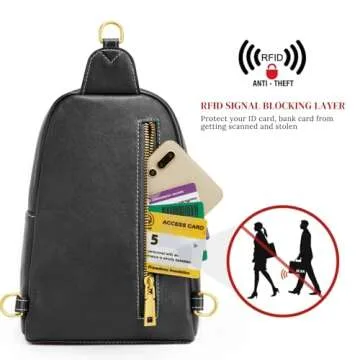 S-ZONE Leather Crossbody Bag with RFID Protection