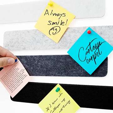 8 Packs Felt Pin Board Bar Strips Bulletin Board for Bedrooms Offices Home Wall Decoration, Notice B...